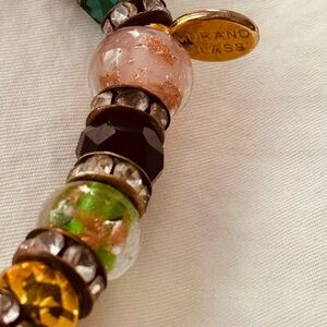 🇮🇹Murano Glass Stretch Bracelet, Beads & spacers with cubic zirconia crystals